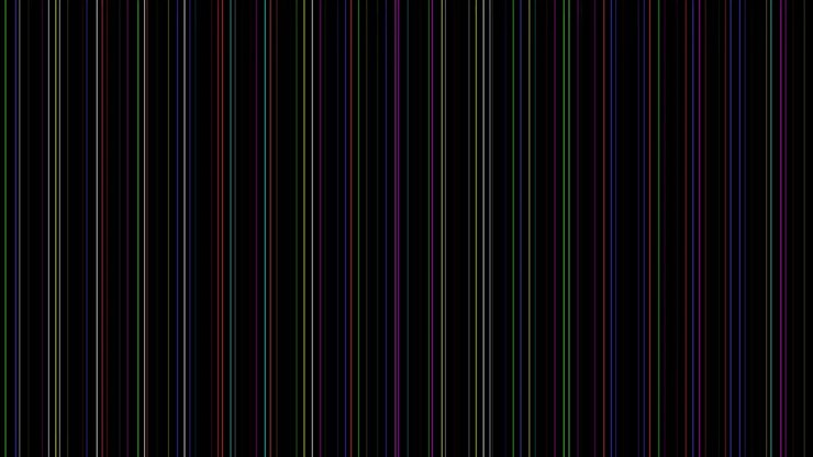 Digital glitch-effekt med lodrette farvede linjer og blinkende rektangler