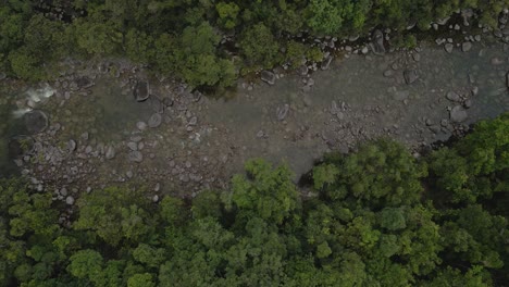 Top-View-Of-River-Of-Mossman-Gorge-During-Dry-Season-In-The-Shire-Of-Douglas,-QLD,-Australia