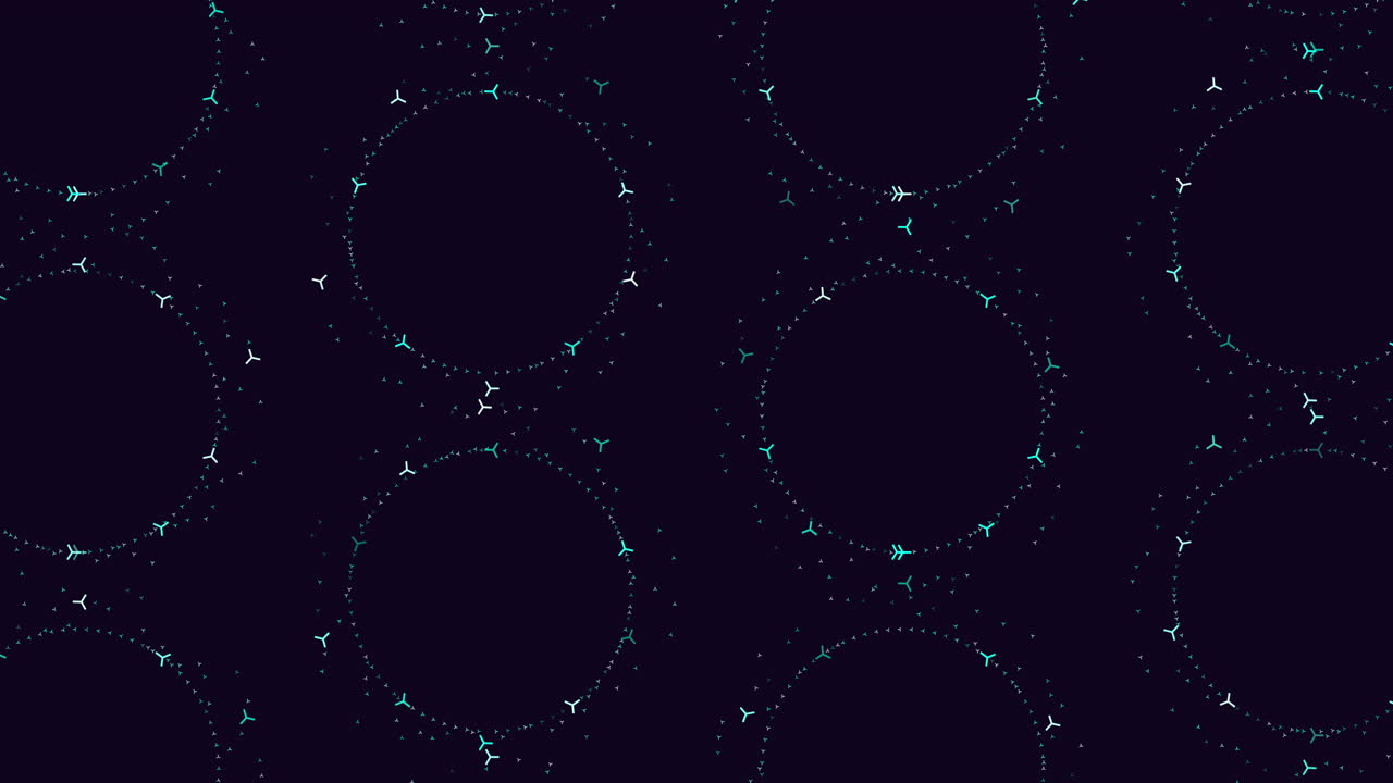 Green circles on a black background floating and overlapping in captivating pattern