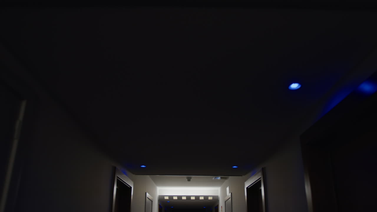 Empty Hotel Corridor at Night