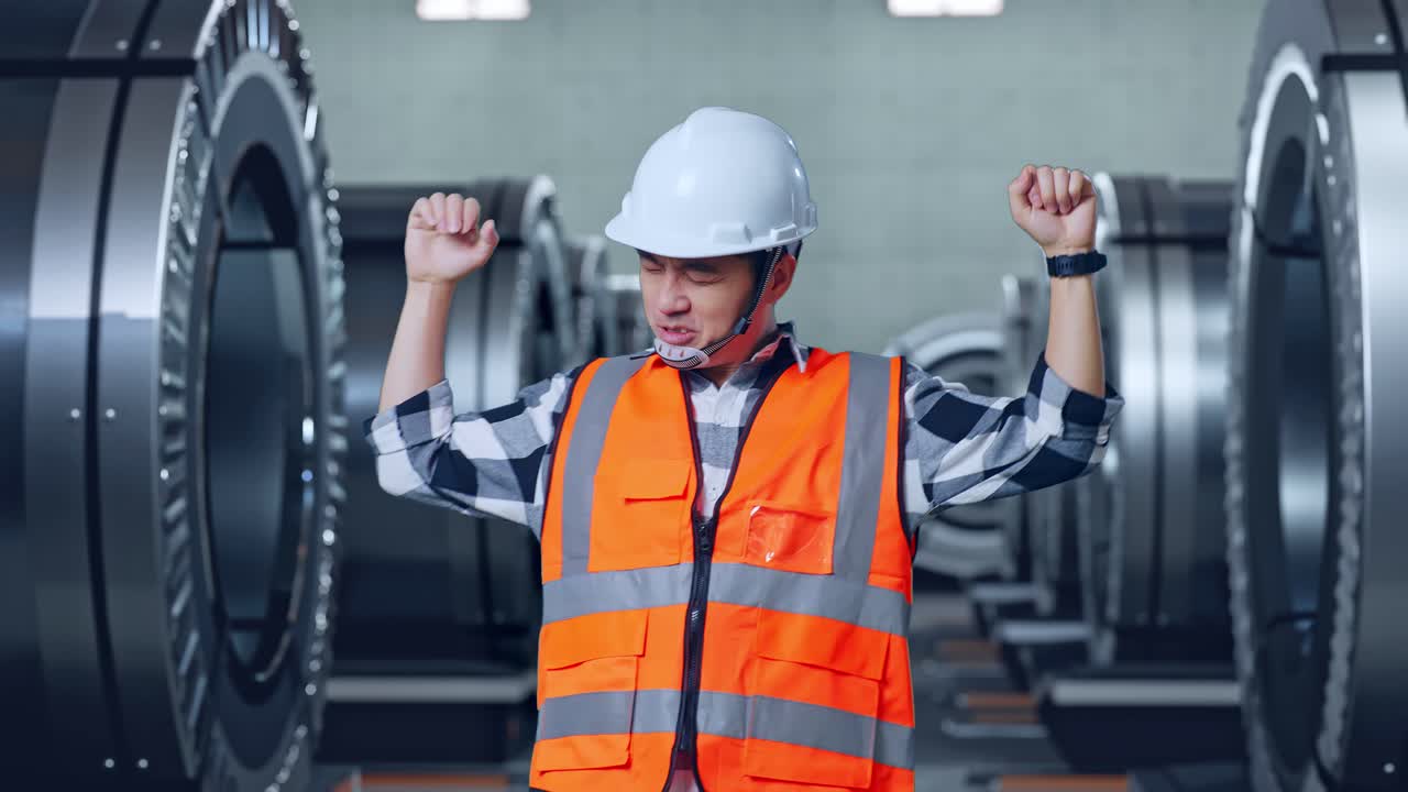 공장에서 행복한 엔지니어