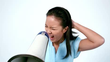 angry boss shouting through megaphone