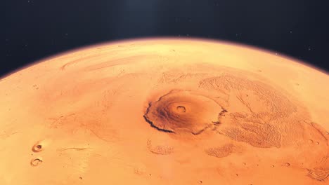 Primer-Plano-De-Olympus-Mons,-El-Volcán-Y-La-Montaña-Más-Grande-Del-Sistema-Solar