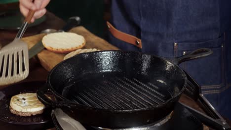 cooking a gourmet burger