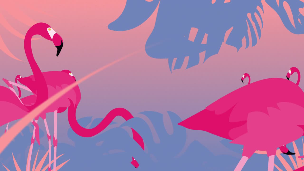 플라밍고와 잎 [루프]