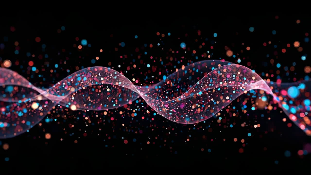 Abstract Digital Wave with Colorful Particles