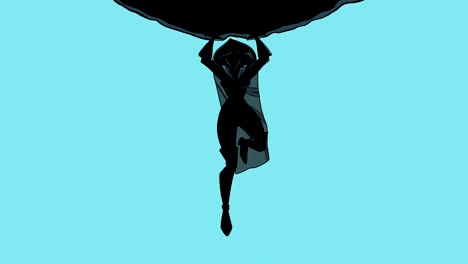 superheroine holding boulder silhouette