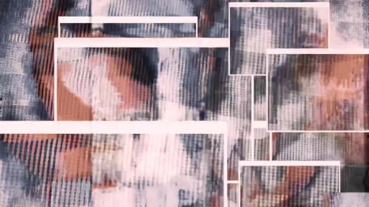 Dynamisk abstrakt digitalt glitch-mønster med bevægelige rektangulære rammer