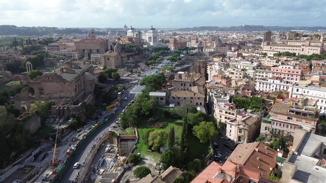 Veduta della città di Roma dall'alto.