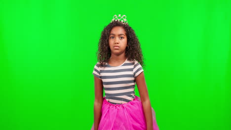 magia, princesa y pantalla verde con niño
