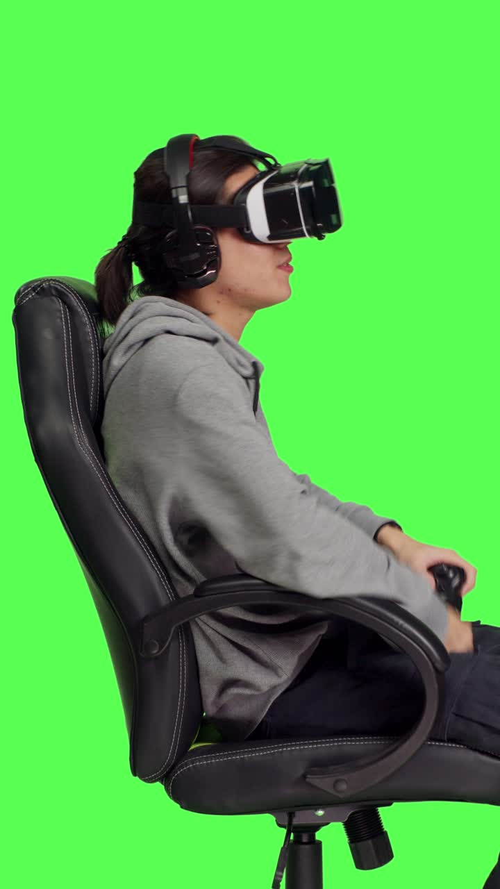 Profile of gamer uses virtual reality for gameplay
