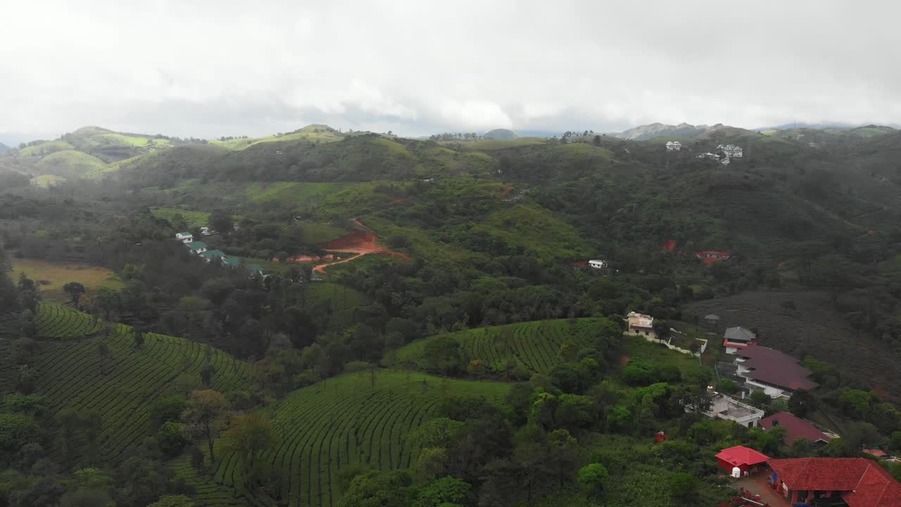 Aerial Shot of Munnar Hills. Munnar is a town in the Western Ghats mountain range in India’s Kerala state.