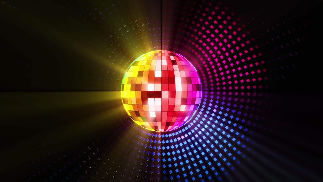una bola de discoteca brillante con reflejos relucientes. animación en bucle infinito.