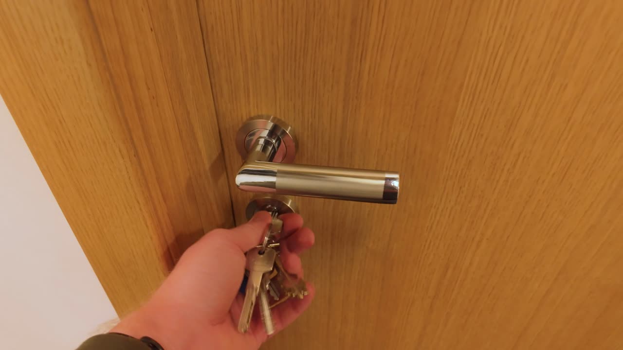 Visualizzazione dettagliata di un uomo che apre una porta di legno, a simboleggiare l'accesso e l'entrata