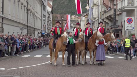 fanfare trumpet players at the annual grape festival, meran - merano, south tyrol, italy (part 1 of 3)