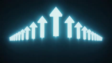 A row of illuminated arrows pointing upward