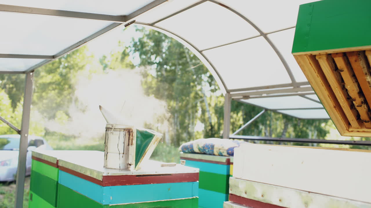 벌집 을 관리 하는 양봉업자