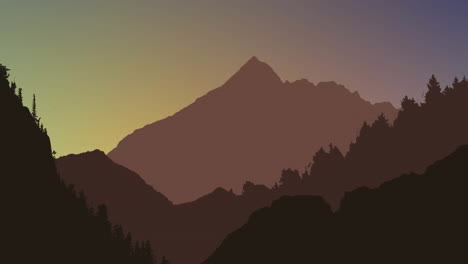 animation of mountains and tress during sunset