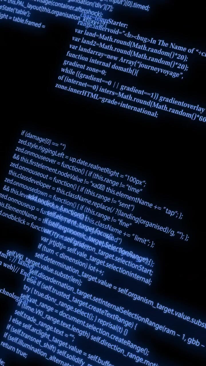Animazione di elaborazione dati blu su sfondo nero