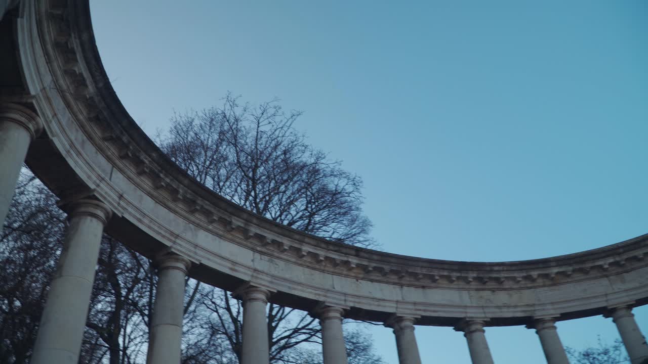 Circular Columns On Top Of Gellert Hill In Budapest Hungary Under The Clear Blue Sky - Panoramic Shot