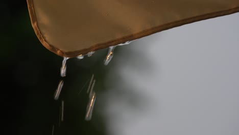 rainwater cascading from the tent corner: detail from the decoration of an event