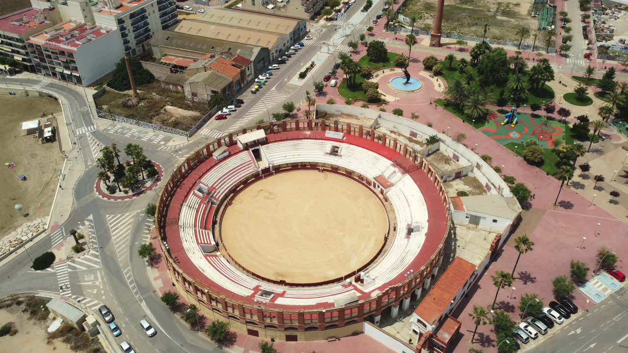Aerial View of a Bullring in a Spanish City
