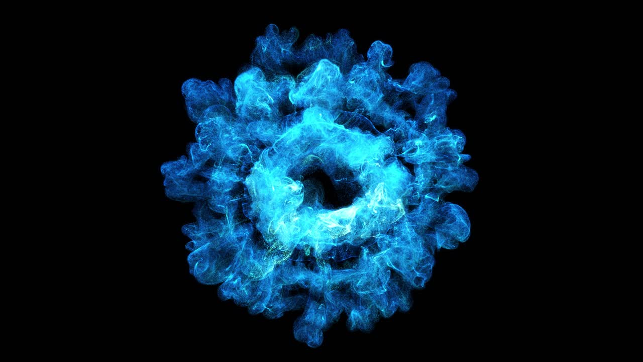 Glowing Blue Energy Explosion Bursting on Black Background