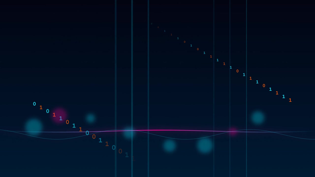 Abstract Digital Background with Binary Code and Flowing Data Lines