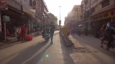 tracking shot along yellow road barrier