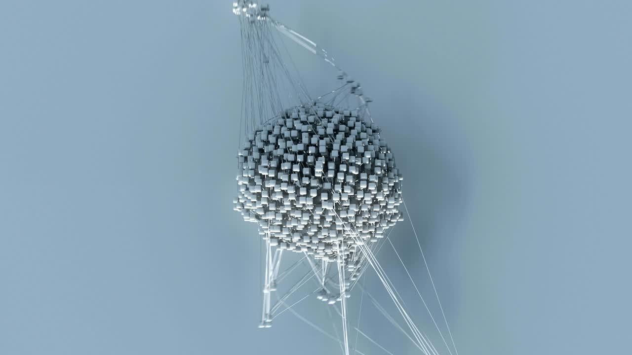 animación que representa bloques de datos que se comparten en una red.