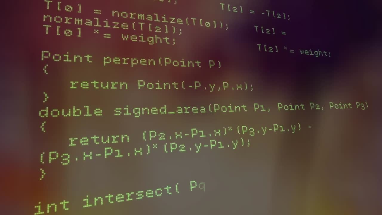 animación de un lenguaje informático en bucle contra un fondo abstracto