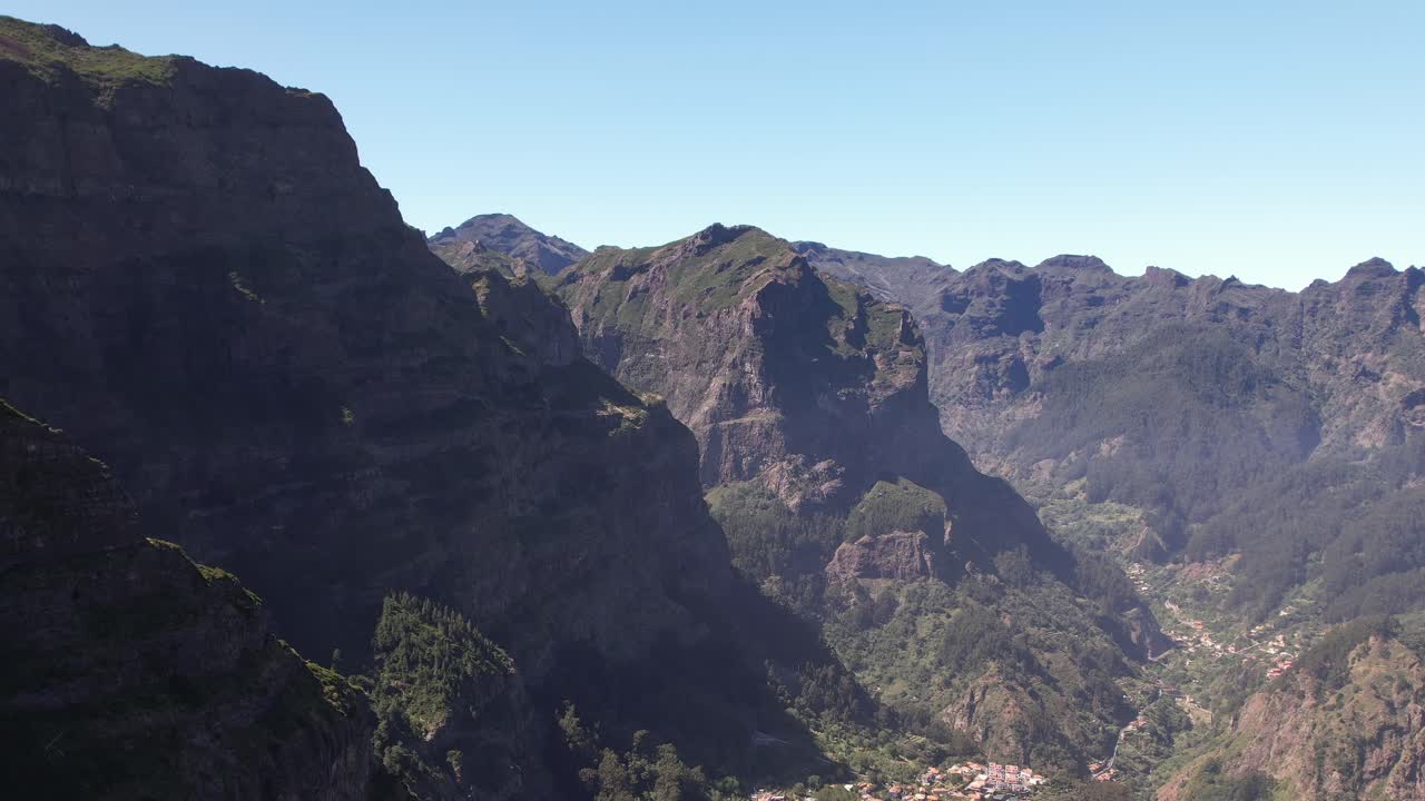 Stunning aerial view of Madeira's mountains in sunny Portugal