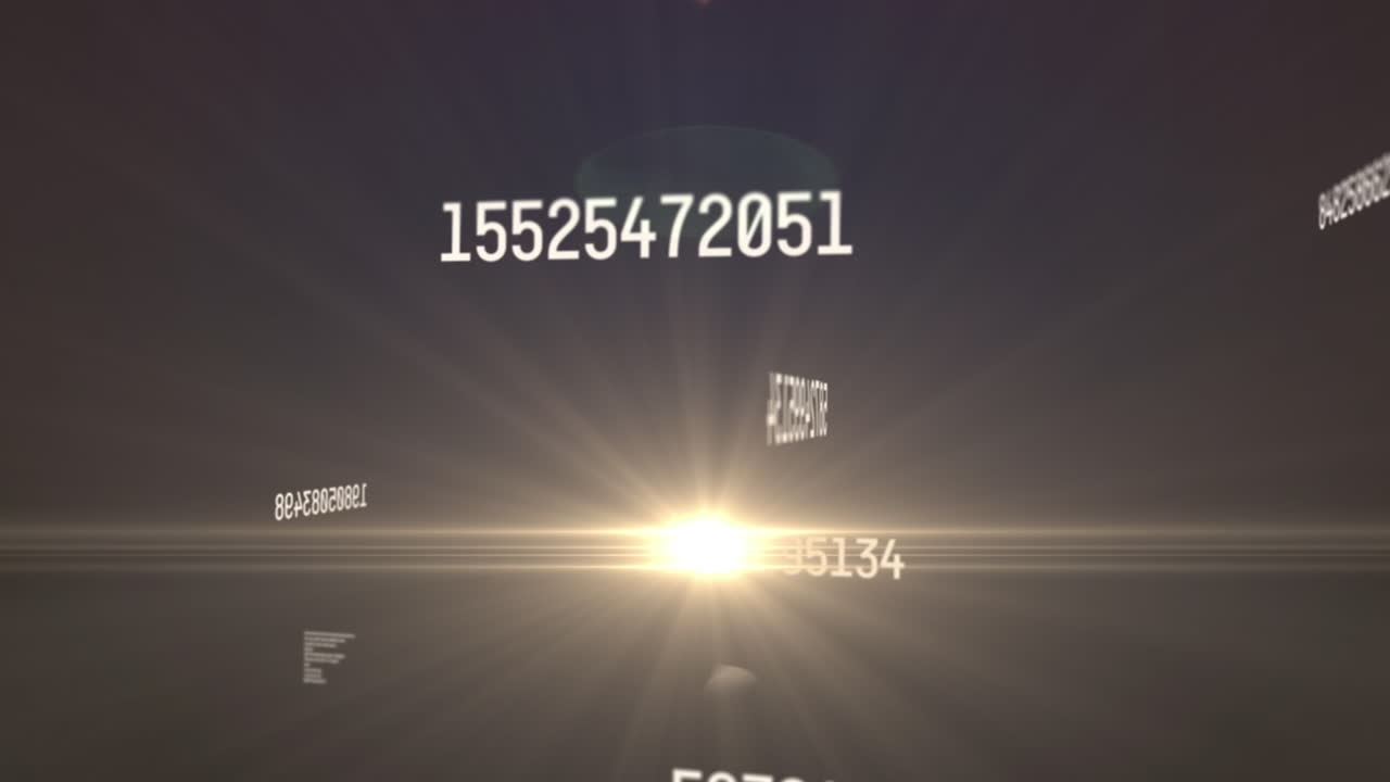 검은 배경에 대한 빛 반점의 애니메이션과 데이터 처리