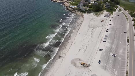 Blick-Aus-Der-Vogelperspektive-Auf-Das-Gebiet-Am-Sandstrand-In-Cohasset-Ma---Atlantic-Ave