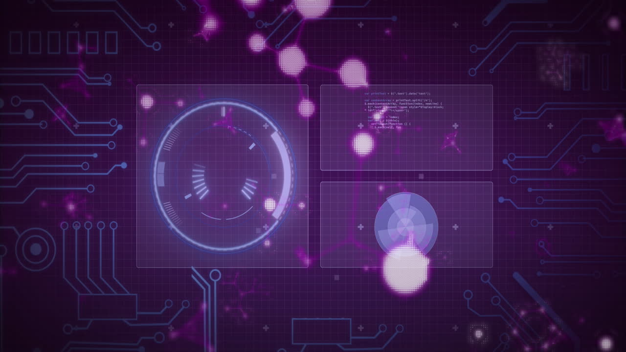 animación de la red de conexiones a través de escaneos y procesamiento de datos en pantallas