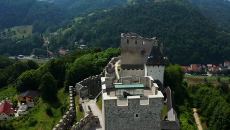 aerial view of celje castle overlooking the town at daytime in celje, slovenia