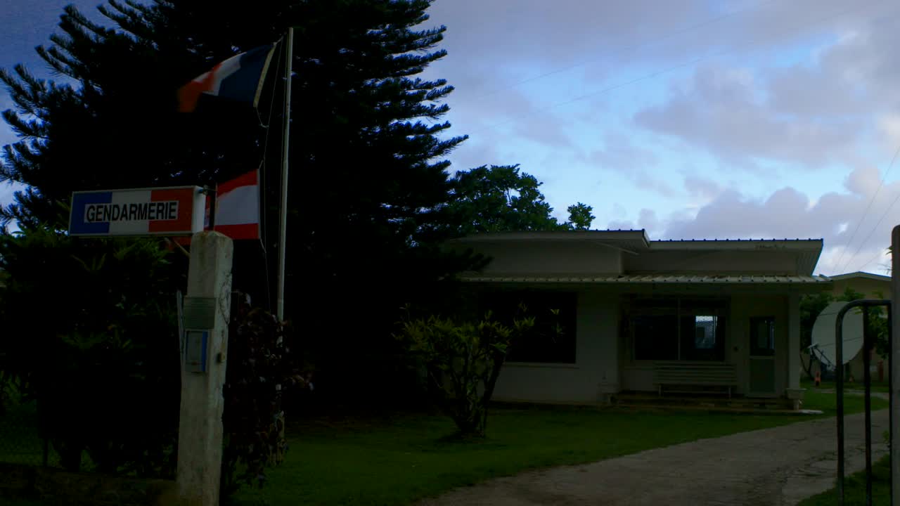 Police station on Gambier Island in Rikitea. French Polynesia.