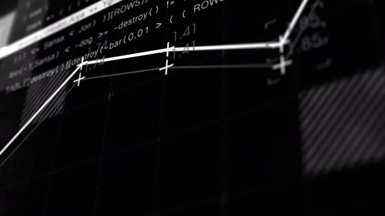 animación del procesamiento de datos financieros sobre un fondo negro