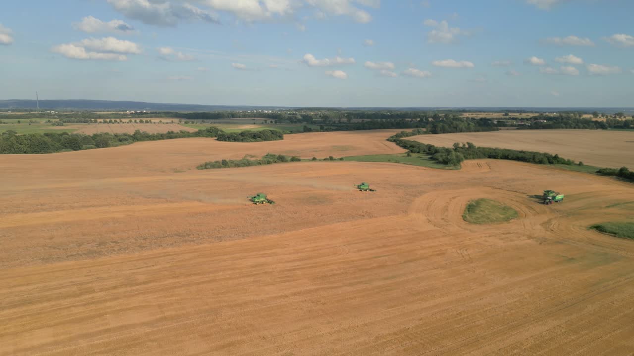 Panoramic Landscape Of Crop Fields In Poland - Aerial Drone Shot