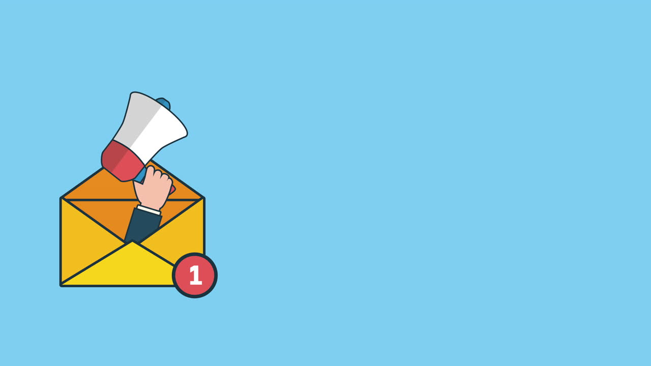 e-mail con busta con megafono marketing sui social media