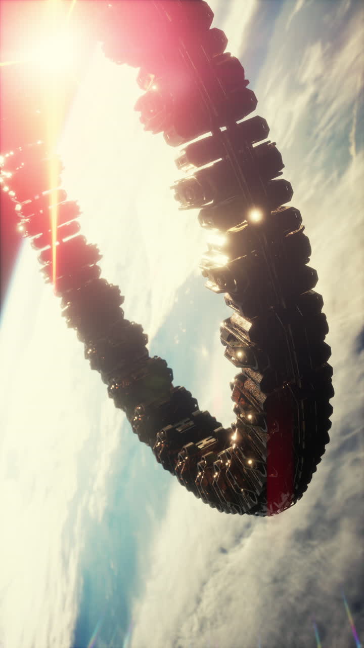 estación espacial futurista en órbita alrededor de la tierra