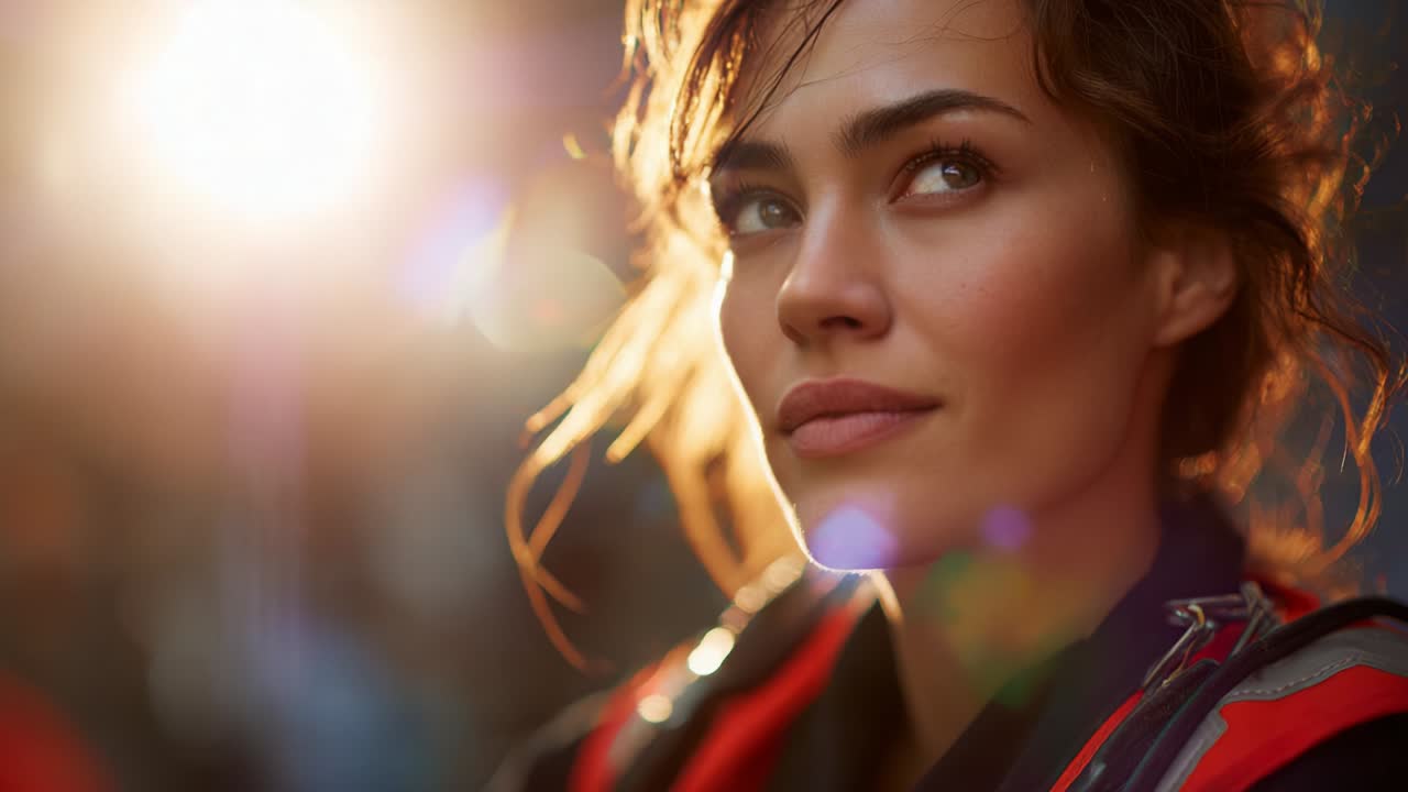 A Thoughtful Glance: Capturing the Intense Expression of a Woman Illuminated by Soft Backlighting, Highlighting Her Features and the Depth of Emotion in a Beautiful Outdoor Setting