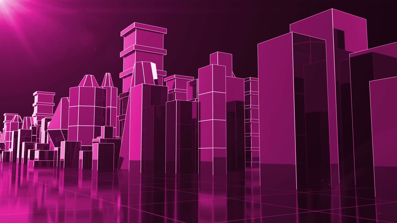 Pink Loop Abstract Digital City.Technology And Connection Concept