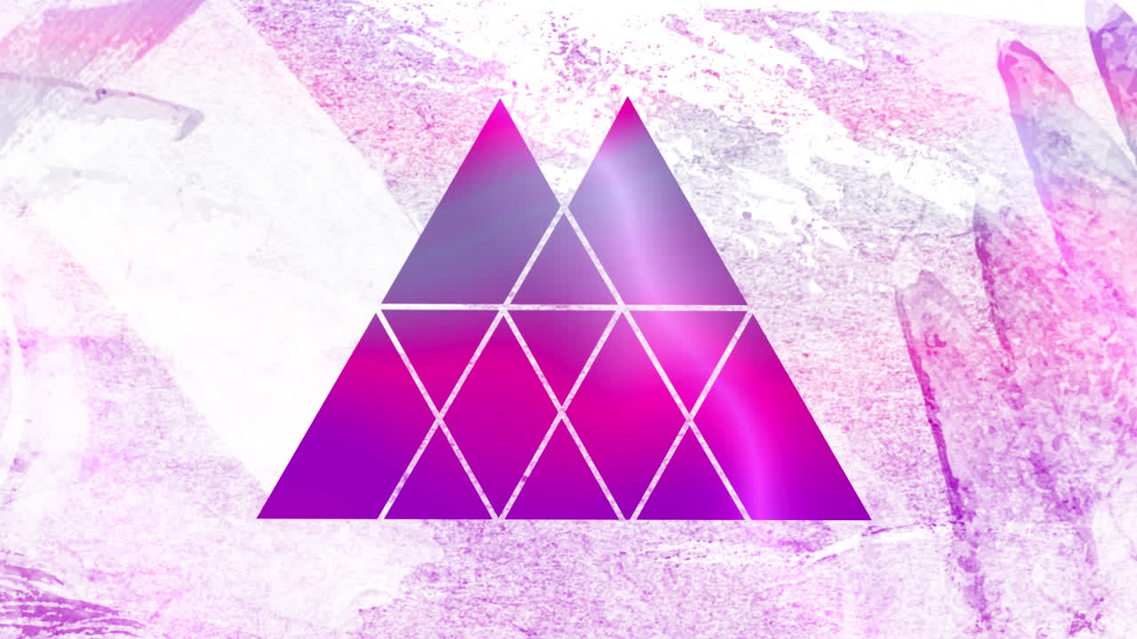 색 배경에 색 프레임과 보라색 모양의 애니메이션