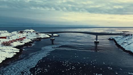 Aerial-view-of-Lofoten-Islands-beautiful-landscape-during-winter