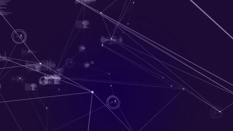 network connections and data visualization animation over dark purple background