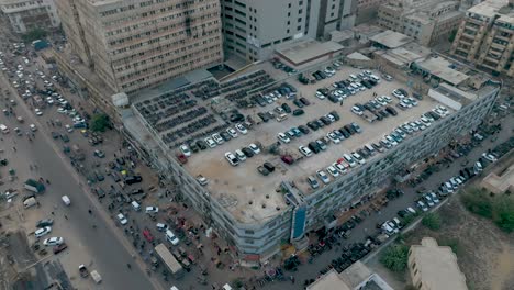 a drone glides over gul plaza market in karachi, offering a bird's-eye view of the bustling bazaar