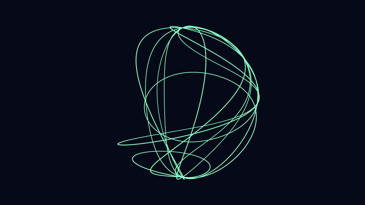 추상적인 초록색 선은 단색 이미지에서 구의 착각을 형성합니다.