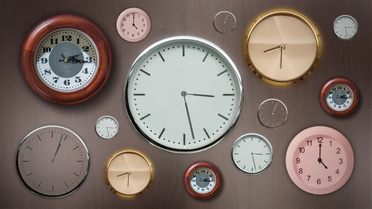 lapso de tiempo de muchos relojes de pared