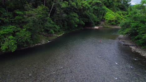 drone fly over caloveborita river in santa fe district in veraguas province, panama